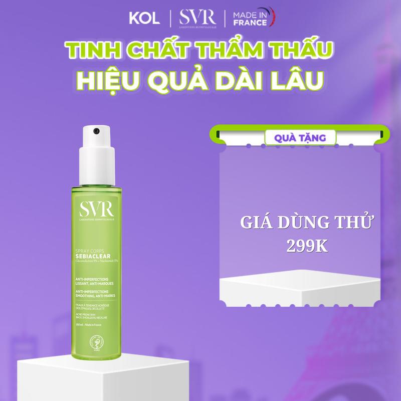 (DATE 08/2027) KOL - Xịt mụn lưng và dưỡng da mờ thâm SVR SEBIACLEAR SPRAY CORPS 150ML