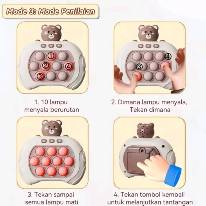 Mainan Anak Quick Push / Pop It Push Bubble Game Challenge Fidget Push Pop toys 2