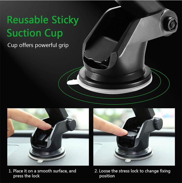 Product Introduction of Car Sucker Phone Holder Cellphone Mount Bracket Mount Mobile Phone Stand Portable Car Hand Free Phone Support for iPhone Samsung 8