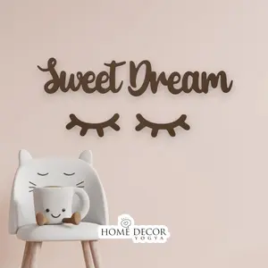 Hiasan Dinding Dekorasi "Sweet Dream + Sleep Eyes" Cutting Plywood 5mm