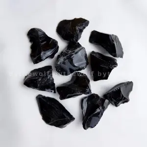 Tarotbythewolf - Rough Black Obsidian - Bahan Batu Alam