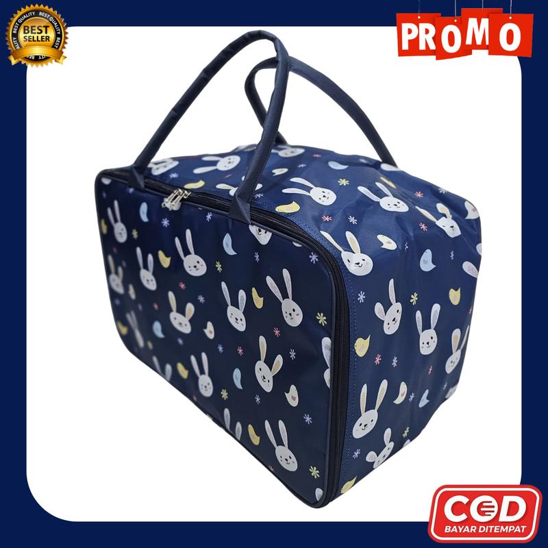 Travel Bag Tas Pakaian Tas Mudik Motif Ukuran Jumbo 50cm Pria Wanita - Kelinci Navy 2