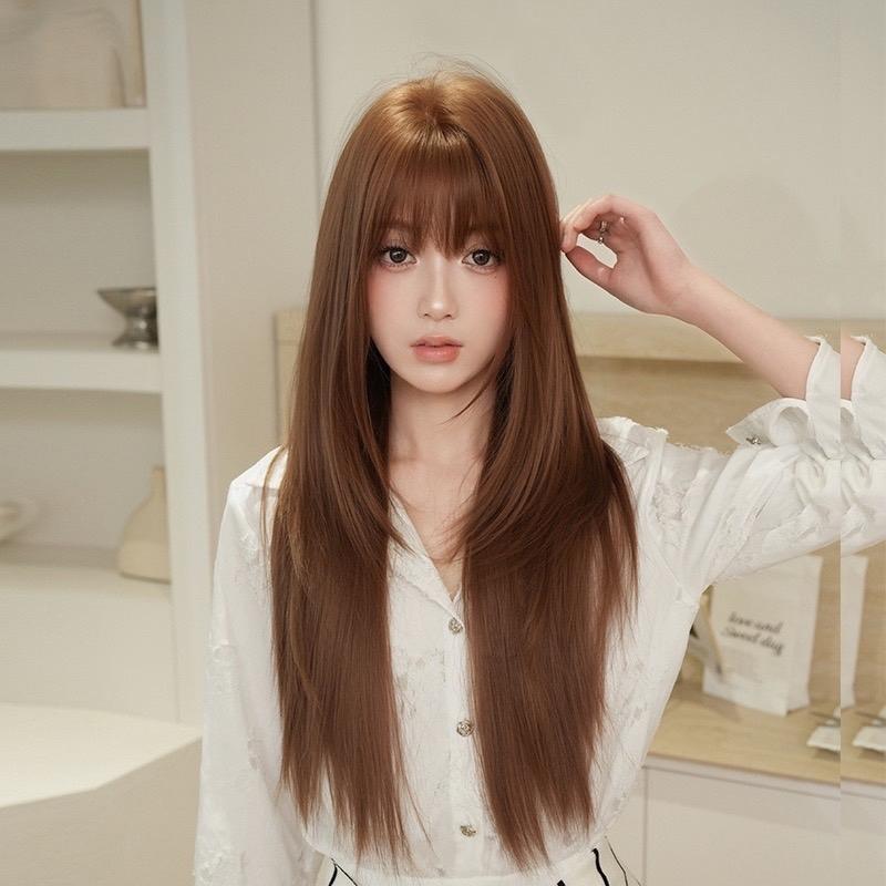  <LC16>  Tóc giả được cắt tỉa sẵn  Tóc bộ nguyên đầu layer mái thưa.Chất tóc tơ chịu nhiệt by Linh Chi wig 