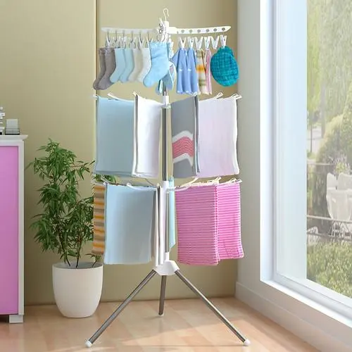 Jemuran Menara Lipat Tempat Jemuran Baju Model Menara 3 Susun Tempat Jemuran Gantungan Bayi Jepitan Baju Pakaian Bayi baju Baby Anak kecil Portable berdiri hanger rak minimalis murah tidak makan tempat