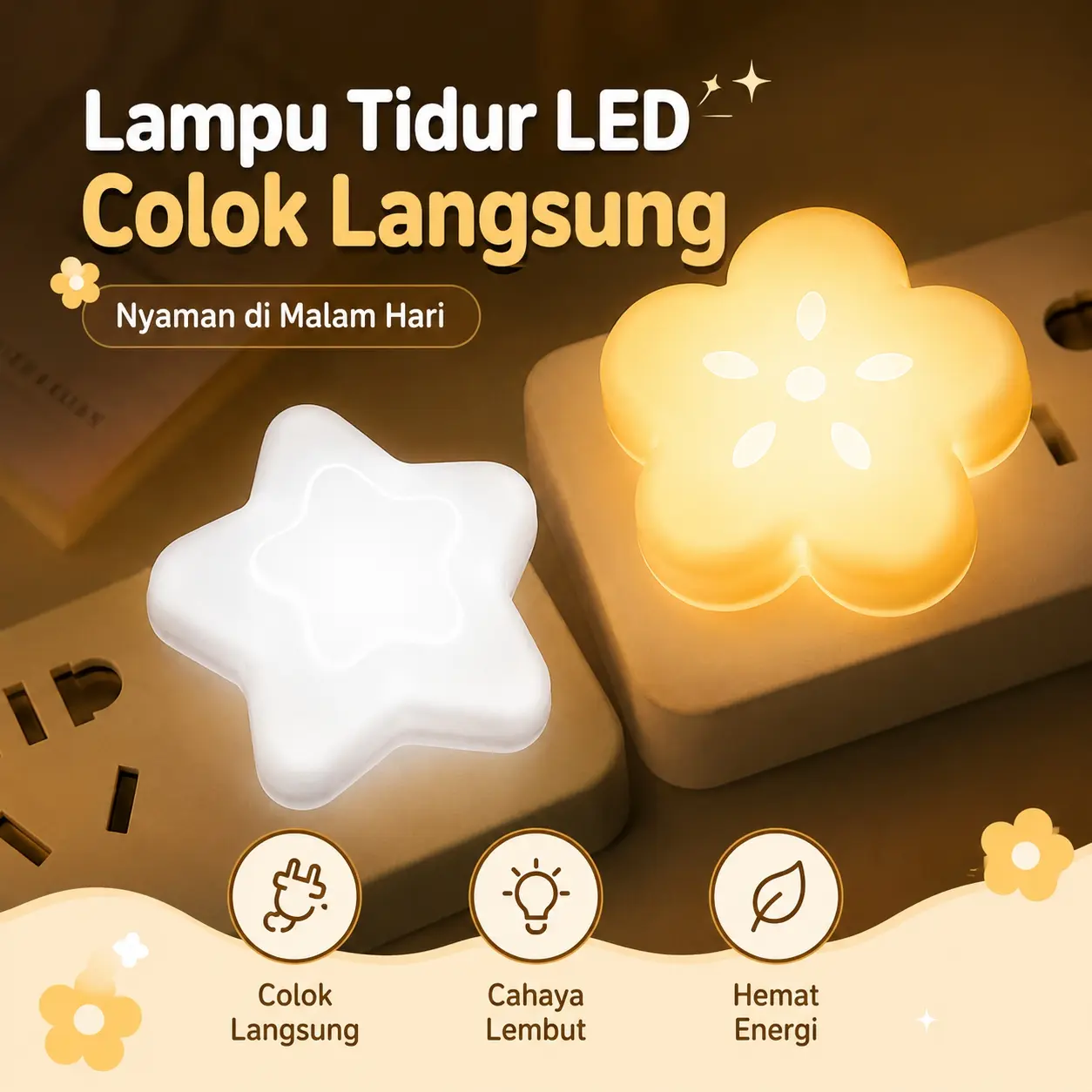 Lampu Malam Kecil USB Hati, Plug-in Untuk Kamar Tidur/Asrama, Portabel Lampu Suasana