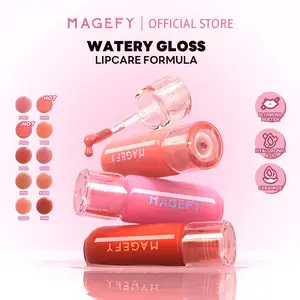 [Limited] MAGEFY Watery Lip Gloss  – Lipcare Formula Plumping Peptide Hyaluronic Acid Ceramide , Melembapkan, Mengurangi Kerutan, Tidak Lengket, Kilau 3D Seperti Air, Ringan & Tahan Lama