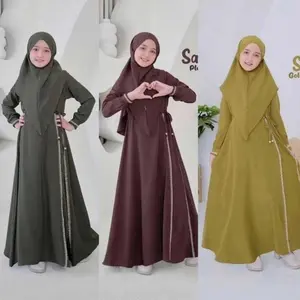 Set Anak Sabrina Khimar Gamis Polos Terbaru Baju Couple Muslim Muda - Syari, Panjang (All Systems) - Remaja, Dress cod - Crinkle, Lebaran Airflow Wanita