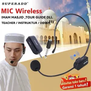 FLECO Mikrofon Mic Clip On Wireless UHF 2.4G Presentasi Tur Imam Masjid Musholla Cocok untuk Presentasi Kuliah & Sales Promotion Koneksi Nirkabel 30 Meter