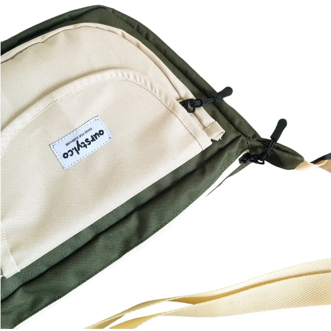 Tas Selempang Ourstyle Olive cream - Sling bag Tas Pria Wanita Multikompartemen tali bisa diatur Slingbag