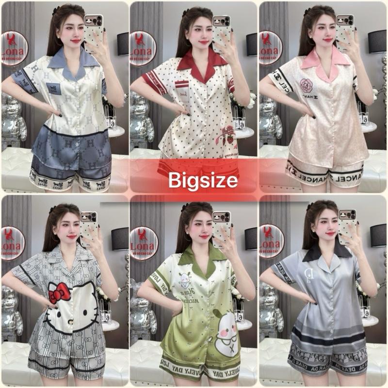   Đùi Bigsize 60-70kg mã 54  Đồ bộ Pyjama nữ đùi bigsize lụa latin thiết kế in 5D cao cấp nhiều hình xinh pijama big size 