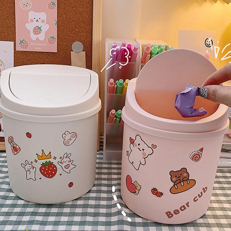 Thùng Rác Nhỏ Để Bàn, Thiết Kế Đầu Lật Mini, Hộp Sắp Xếp Để Bàn, Thích Hợp Cho Phòng Ngủ, Gia Đình Và Văn Phòng, Thùng Rác Dễ Thương