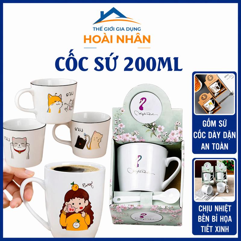 Cốc Sứ, Ly Sứ Họa Tiết Dễ Thương Hoạt Hình Đáng Yêu Ngộ Nghĩnh Dung Tích 200ml…
