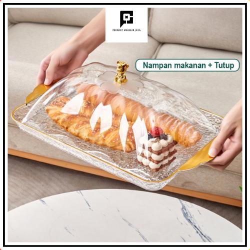 SET Nampan Tray Mewah Nampan Dengan Pegangan Handle Gold Snack Fruit Tray Tempat Penyimpanan Kue - PMJ203 Kitchenware Makan 1