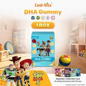 [AIO] Cool-Vita - Disney Toy Story5 - 1 Box DHA Gummy 14 Sachet Rasa Buah Mix Apel Mangga dan Jeruk Gummy Vitamin Anak (Mulai 3 Tahun) dan Dewasa| Gummy Bervitamin Dukung Tumbuh Kembang Otak Optimal| BPOM & HALAL