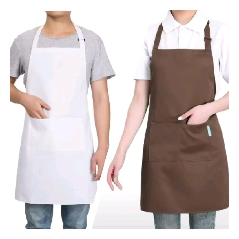 Celemek masak chef koki hotel apron waiters restoran simple bahan katun