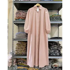 Safira Dress Katun Wanita Kekinian Pop Colour Busui Full Kancing Motif Casual