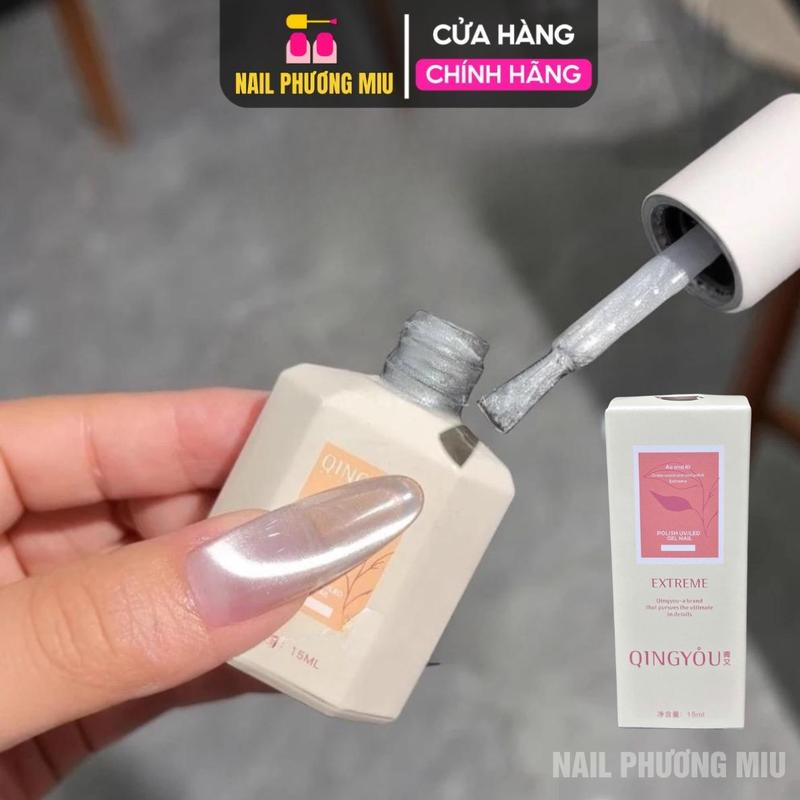 Sơn Mắt Mèo Ánh Trắng Cực Quang QINGYOU 15ml Làm Nail Siêu Sáng Sơn Gel Mắt Mèo Kim Cương Pha Lê Ánh Trăng Màu Trắng