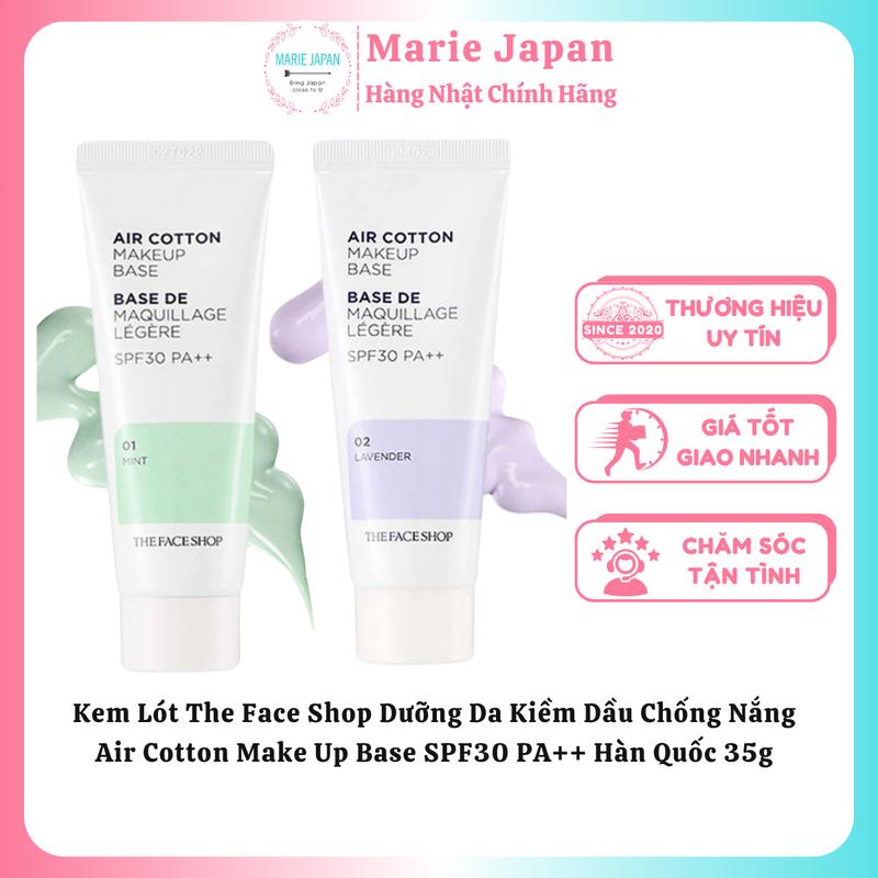  Kem Lót The Face Shop Dưỡng Da Kiềm Dầu Chống Nắng Air Cotton Make Up Base SPF30 PA++ Hàn Quốc 35g 