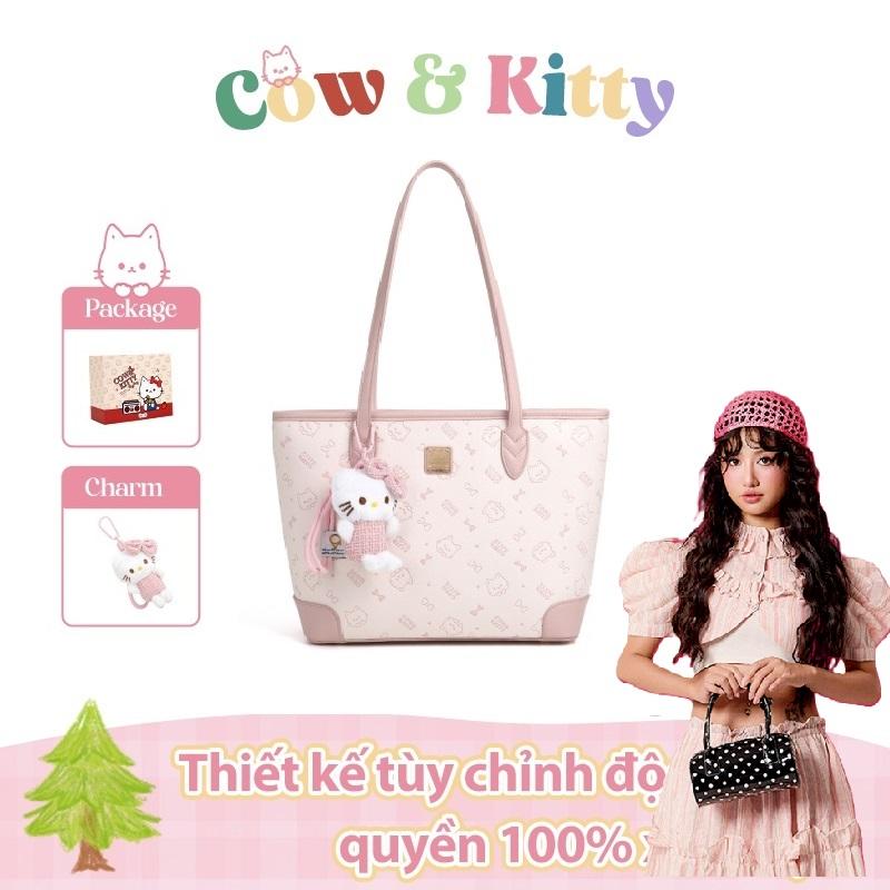 DEVEE- BORRY RORA Cow&Kitty, Túi Tote Sức Chứa Lớn,Thích Hợp Đi Làm Và Đi Học, Với Sự Quyến Rũ Kitten Dễ Thương