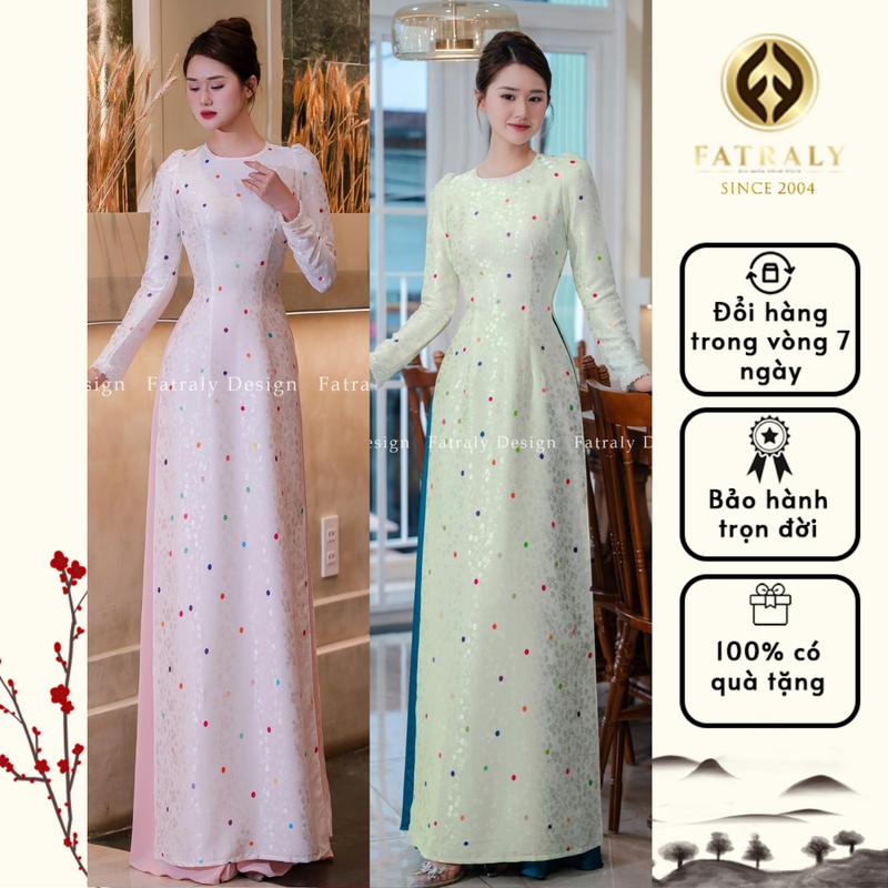 Fatraly - ADTK 106 Áo Dài Gấm Thái Tuấn Cổ Tròn Tay Ngắn Thiết Kế Độc Đáo Phong Cách Hiện Đại Chất Liệu Cao Cấp Thích Hợp Cho Mọi Dịp