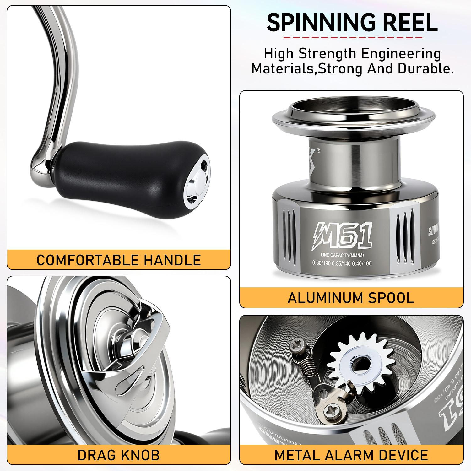 Sougayilang [COD] Reel Pancing Spinning Logam Seri 1000-4000 Baru dengan Gagang Logam power handle, Rasio Gigi 5.2:1, Reel Pancing Olahraga Luar Ruangan, Tersedia di Jakarta