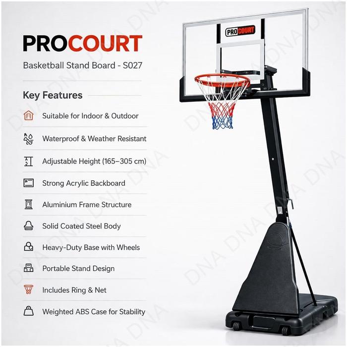 Gambar Tiang Ring Basket / Basketball Board Stand PROCOURT S027 - ORIGINAL dari DNA Sport & Music Kota Administrasi Jakarta Utara Tokopedia
