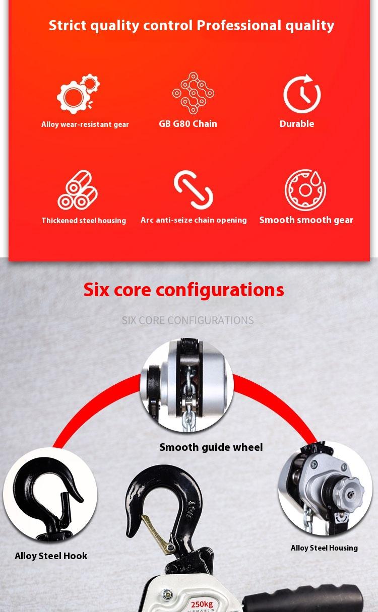 Product Introduction of 0.25T2.5m Pengangkat mini Hand hoist Chain hoist Chain block Small hand hoist 1