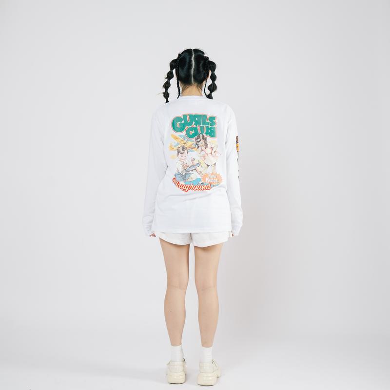 Gurls Club Long Sleeve - Playground | Katun Combed Distro Kaos Nyaman Panjang Putih Sablon Baju Tangan T-Shirt Hitam Pendek Polos Santai Rib 1