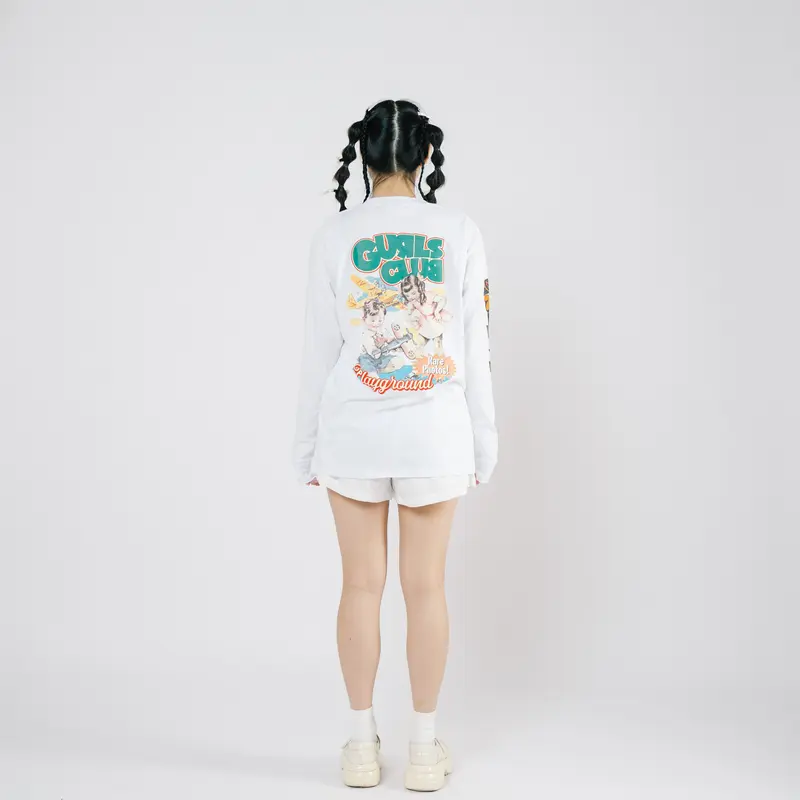 Gurls Club Long Sleeve - Playground | Katun Combed Distro Kaos Nyaman Panjang Putih Sablon Baju Tangan T-Shirt Hitam Pendek Polos Santai Rib 0