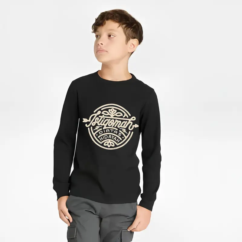 Kaos Anak Santri Lengan panjang Motif Sablon Nyaman Katun Muslim Usia 1-15 Tahun Keren 4