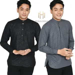 HM - Kurta Maher - Baju Atasan kurta lebaran pria lengan Panjang dewasa  Motif batik  Katun Embos casual terbaru KEMKO SULTAN stayle Nyaman mewah Kancing premium import BISA SERAGAM. Hitam Muslim Formal Slimfit Elegant Koko & Tops