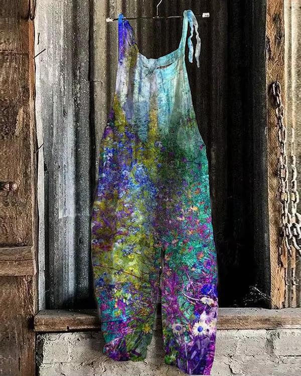 Product Introduction of 2024 new fashion trend women's summer bohemian casual comfortable sweet street jumpsuit new printed 3D printed loose lace up jumpsuit overalls women's plus size s-5XL 3