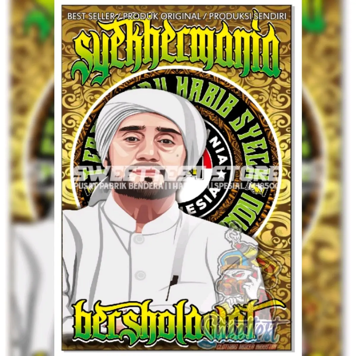 1 HARI JADI BENDERA TERBARU + CETAK BENDERA SYEKHERMANIA, BENDERA MAFIA SHOLAWAT, GIANTFLAG SURAKARTA, FREE STICKER