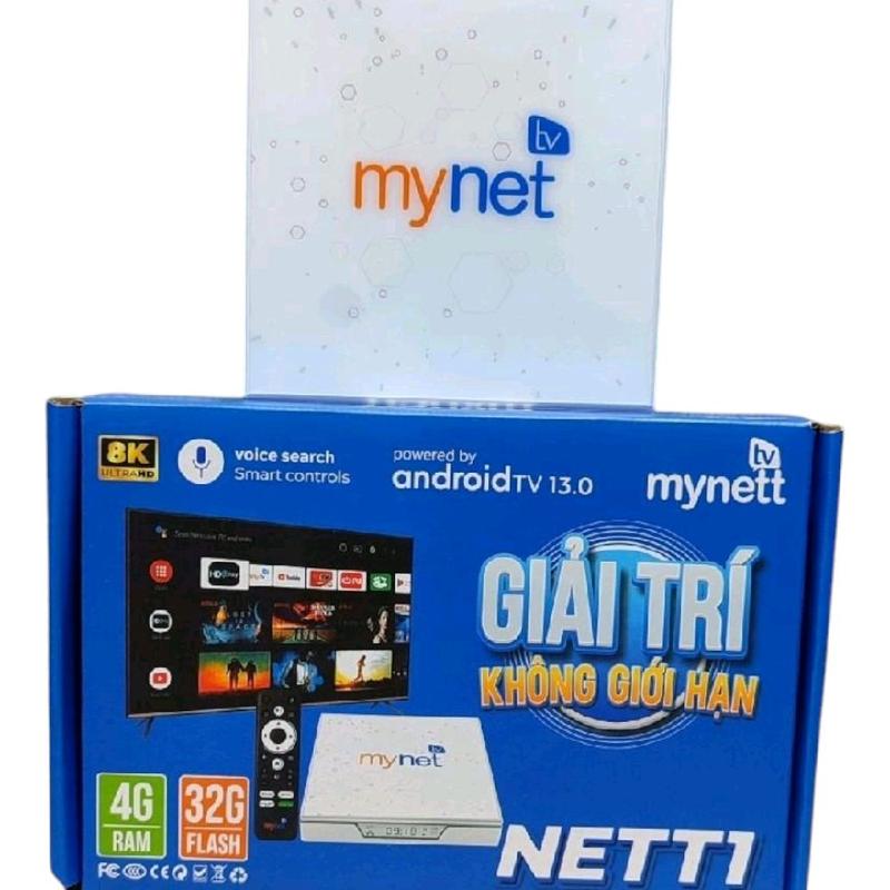 MyNet T1 Android TV Box Ram 4G Bộ nhớ 32G Android 13.0 Độ phân giải 4K Bluetooth 5.0 Điều khiển giọng nói Xem miễn phí 300 kênh Ti-Vi