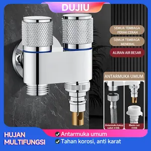 UTARA STUDIO Keran Air Otomatis Anti Jatuh SUS 304 Stainless Steel Premium – Tahan Karat Anti Bocor Awet, Set Perlengkapan Kamar Mandi & Toilet, Cocok Semua Mesin Cuci, Luar Ruangan & Ruang Cuci, Praktis Estetis untuk Rumah/Apartemen/Villa!