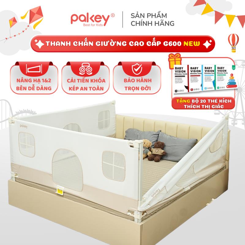 Mẫu mới Thanh Chắn Giường Độc Quyền Pakey Cao Cấp Nâng Hạ Cả 2 Bên Tiện Lợi Vải Lưới Thoáng Khí Dày Dặn Hơn An Toàn Cho Bé