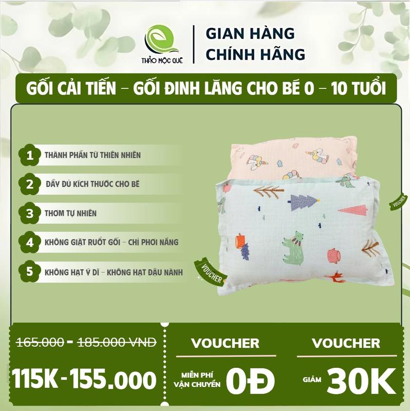    GỐI CẢI TIẾN MỚI   THAO MOC QUE | Gối Lá Đinh Lăng Cho Bé Sơ Sinh & Trẻ Từ Sơ Sinh Đến 10 Tuổi Có Gối Người Lớn Chính Hãng 