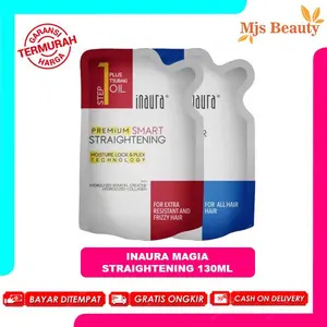 1Set/1Pasang Inaura Pelurus Rambut Magic Straight Smoothing Keratin Sistem ( Saset 130 Ml)