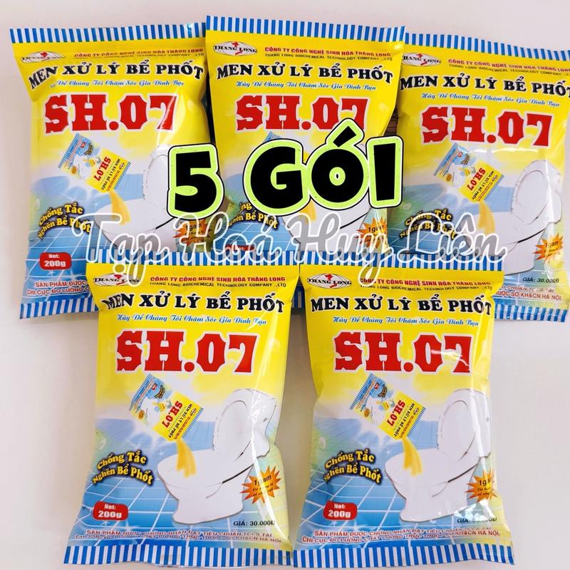 5 Gói Men Vi Sinh Hầm Cầu Bể Phốt Chống Đầy Hầm Bồn Cầu Khử Mùi Hôi Giúp Nước Xả Nhanh Mạnh SH07 200g Gói Hàng Chính Hãng Công Ty - SỈ GIÁ TỐT CÓ VAT - Tổng Kho Huy Liên