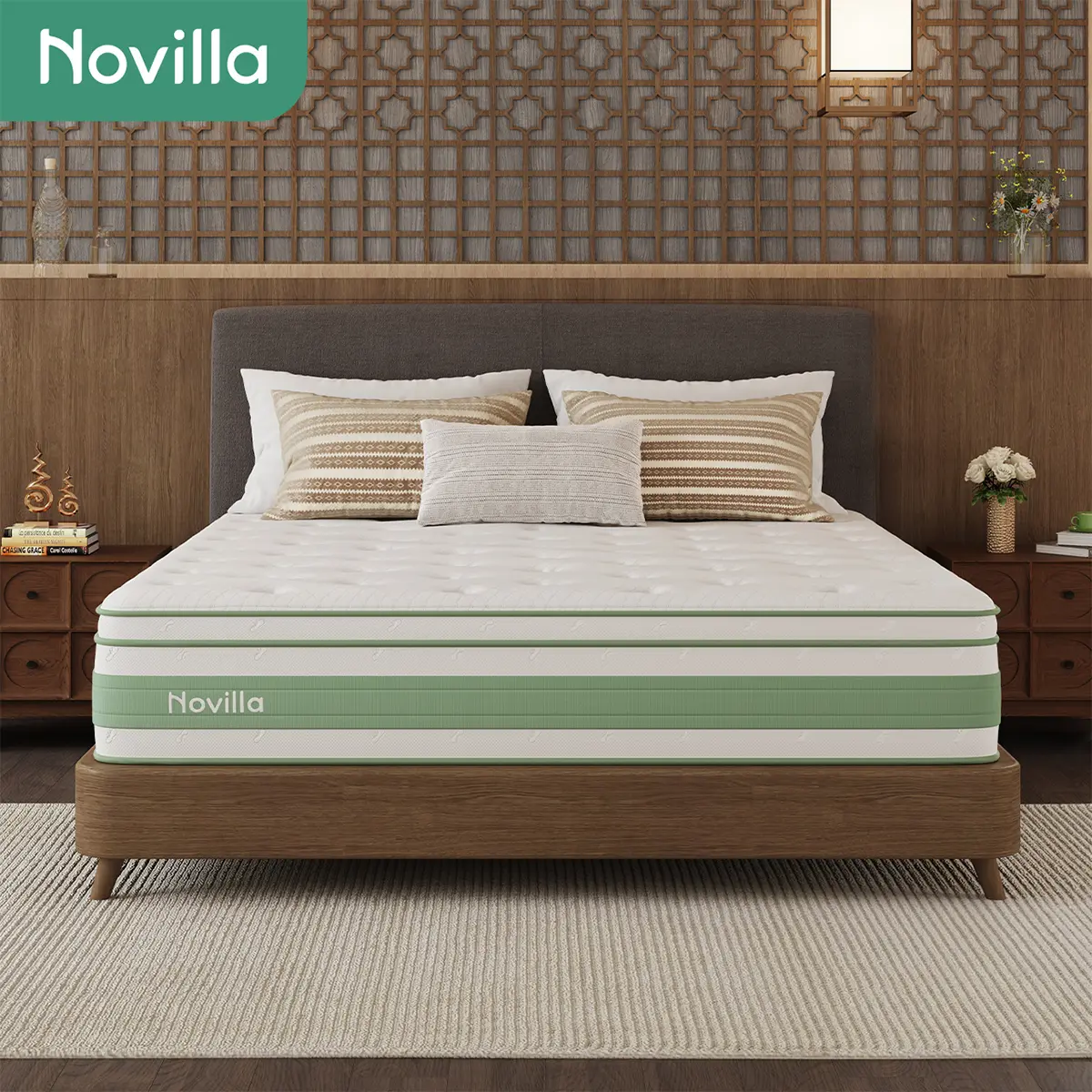 Novilla kasur IceMint-Pro springbed kain ice silk memory foam gel pegas pocket FREE bantal in a box