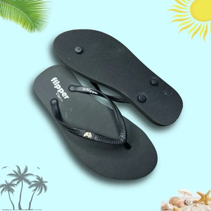 SANDAL JEPIT FILPPER PRIA DAN WANITA - SANDAL JEPIT FILPPER KARET PRIA DAN WANITA BASIC HITAM 4
