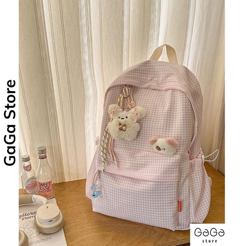 Balo đi học nữ caro phong cách Hàn Quốc vừa laptop 15.6 inch cho học sinh các cấp B893 gagastore