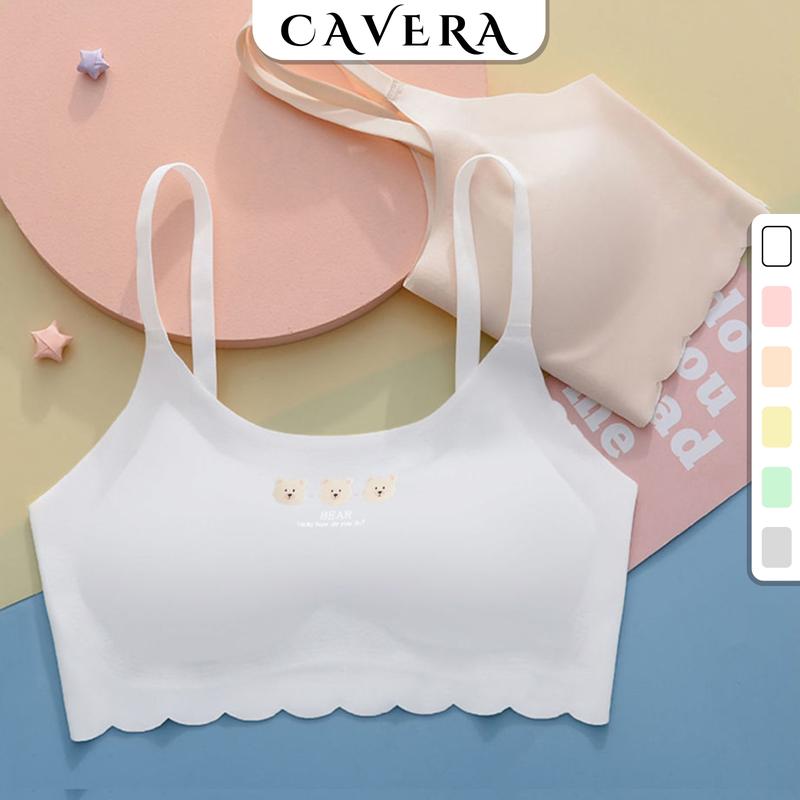 Combo 2 Áo Lá Bé Gái Tuổi Dậy Thì (Size 35-55kg) Dây Vai Tăng Chỉnh, Có Sẵn Mút Mỏng Nhẹ Dễ Tháo Rời, Áo Lót Lá Học Sinh Không Đường May Khô Lộ Viền CAVERA B7122