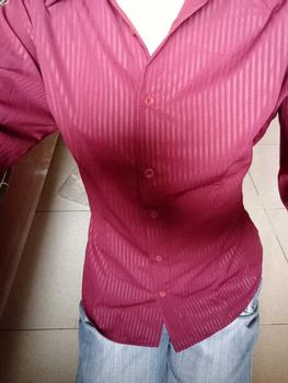 Product Review of Wispie Girl Boss Fitted Shirt | Kemeja kerja wanita fit garis stripe karet Lembut pink hijau biru from t**a 2