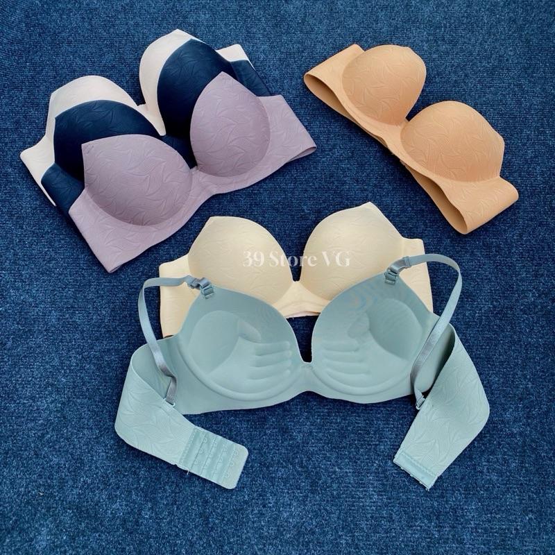 Áo Su Non Combo 3 Áo Ngực Nữ Không Gọng Gấm Hoa Đẹp Mắt Nâng V1 Nhẹ Nhàng 3cm Tự Nhiên