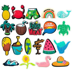 Serbaguna 1PCS PVC DIY Kartun Seri pantai Pola Sandal pin Sepatu Tempelan Aksesoris Sepatu Hadiah pesta yang menyenangkan