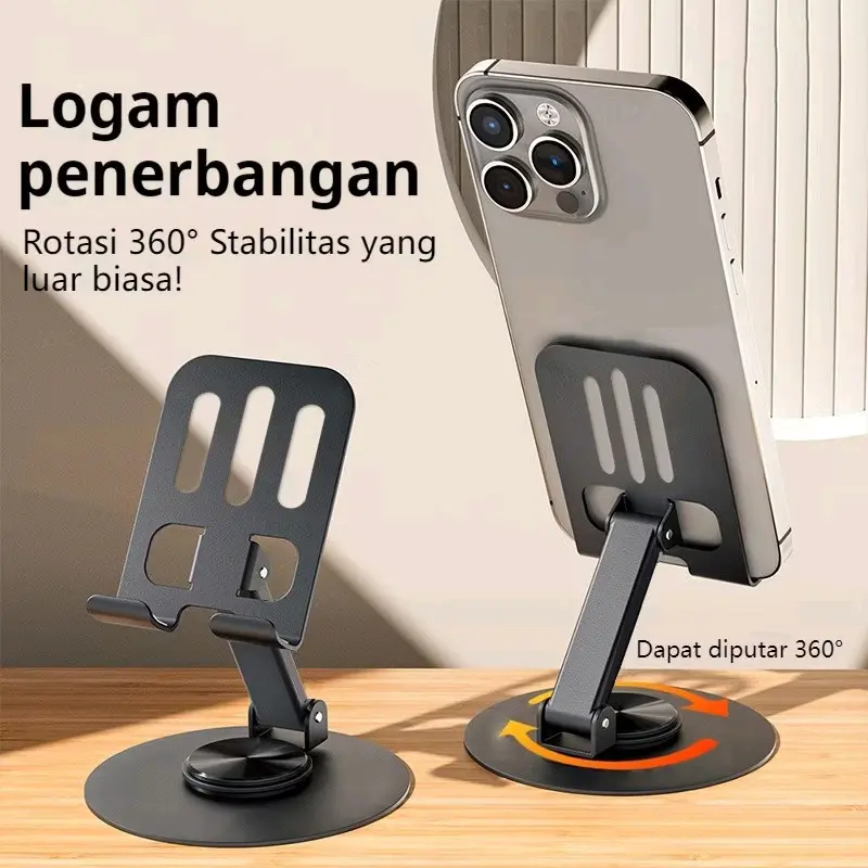 Stand Holder HP tablet Metal Rotasi 360 Dudukan Ponsel Besi Phone
