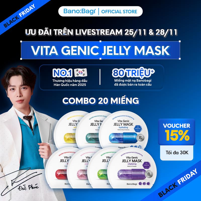  COMBO 20 Miếng Mặt Nạ BANOBAGI Vita Genic Jelly Mask Dưỡng Da Chuyên Sâu Dành Cho Mọi Loại Da 30ml 