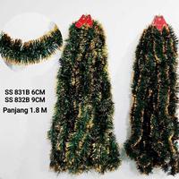 Gambar GROSIR Slinger Daun 1.8M 6cm 9cm Tinsel Hijau Gold Selinger Hiasan Parcel Bunga Artificial Dekor Parcel Natal Murah  Dekorasi Aksesories Christmas Party Grosir - SS 831B - 6CM dari MadisonShop Kota Administrasi Jakarta Barat 3 Tokopedia