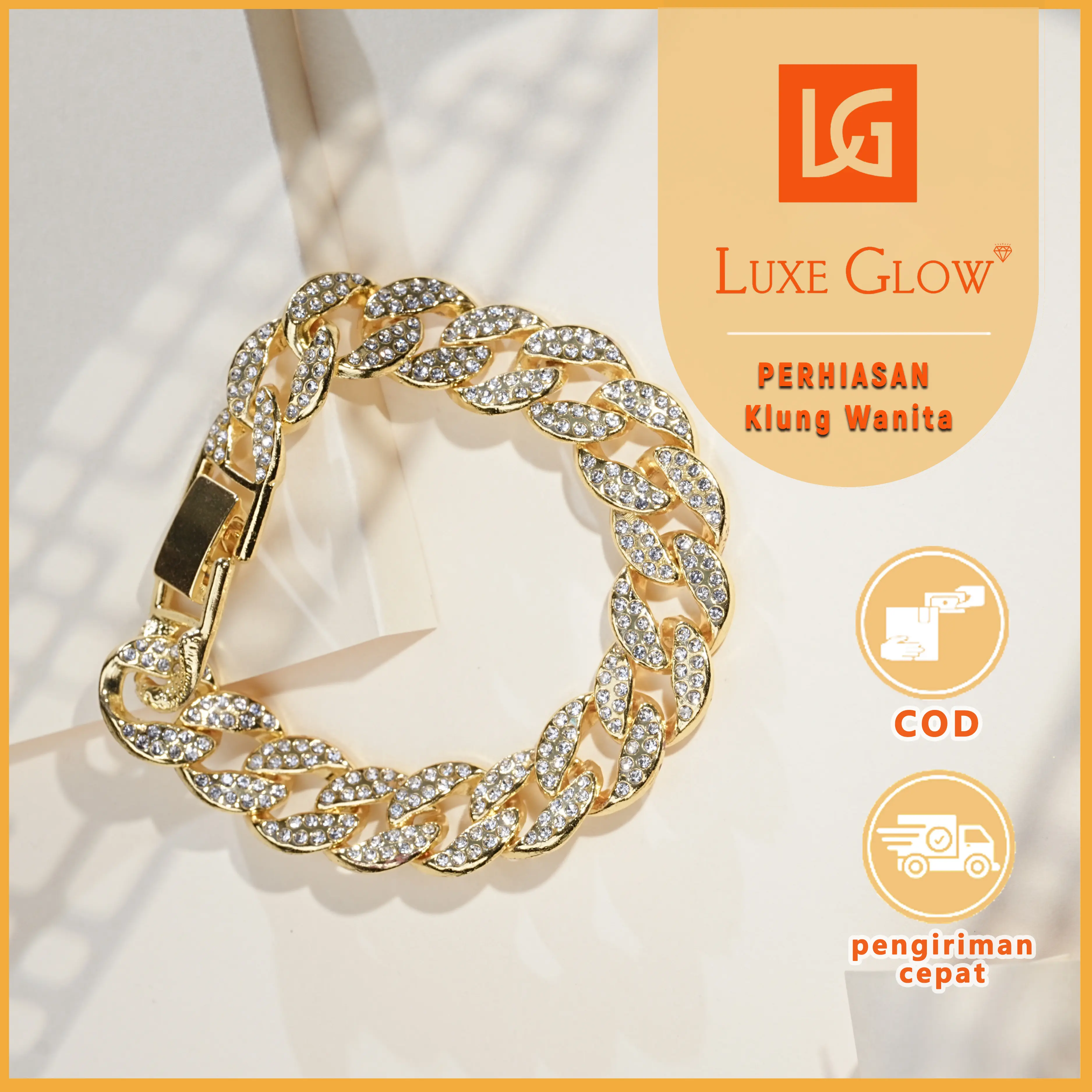 LuxeGlow COD desainer Wanita Fashion DIY  Bracelet  Warna emas SIMPEL DAN ELEGANT barang mewah Gelang kemurahan hati berkilauan